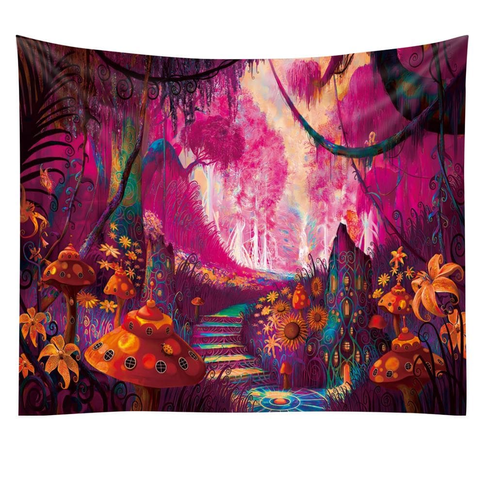 Tapeçaria Fluorescente Blue Light Forest Trail 150x150cm