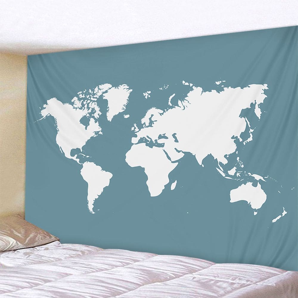 Microtecido de parede Tapeçaria World Map 150x130cm para quarto