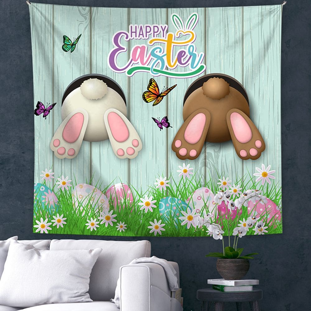 Tapeçaria Happy Easter Wall 150x130cm de fibra de microtecido