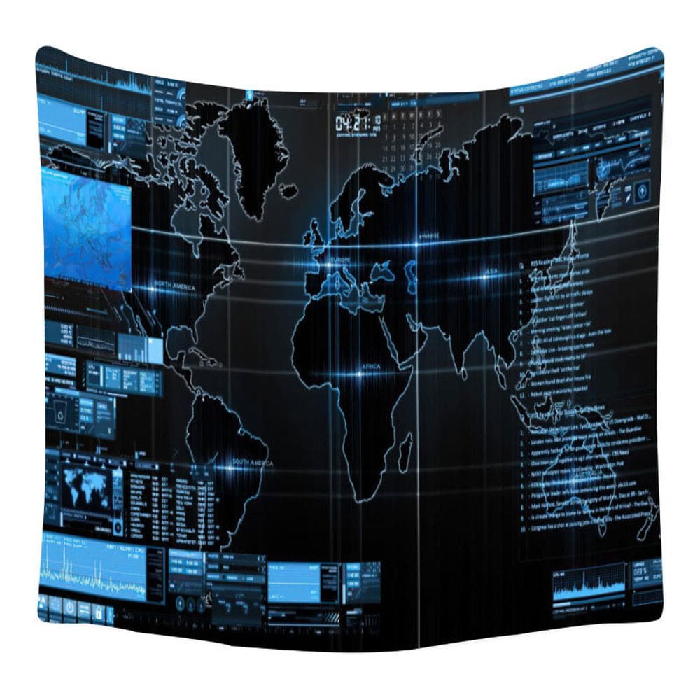 Tapeçaria Nautical World Map Wall Microfabric 150x150cm