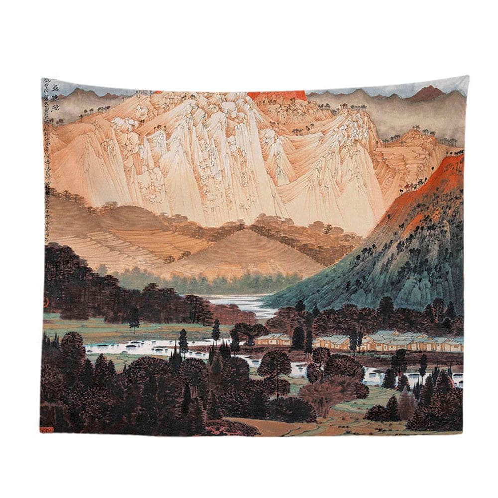 Tapeçaria Mountain Wall 150x130cm de fibra de microtecido