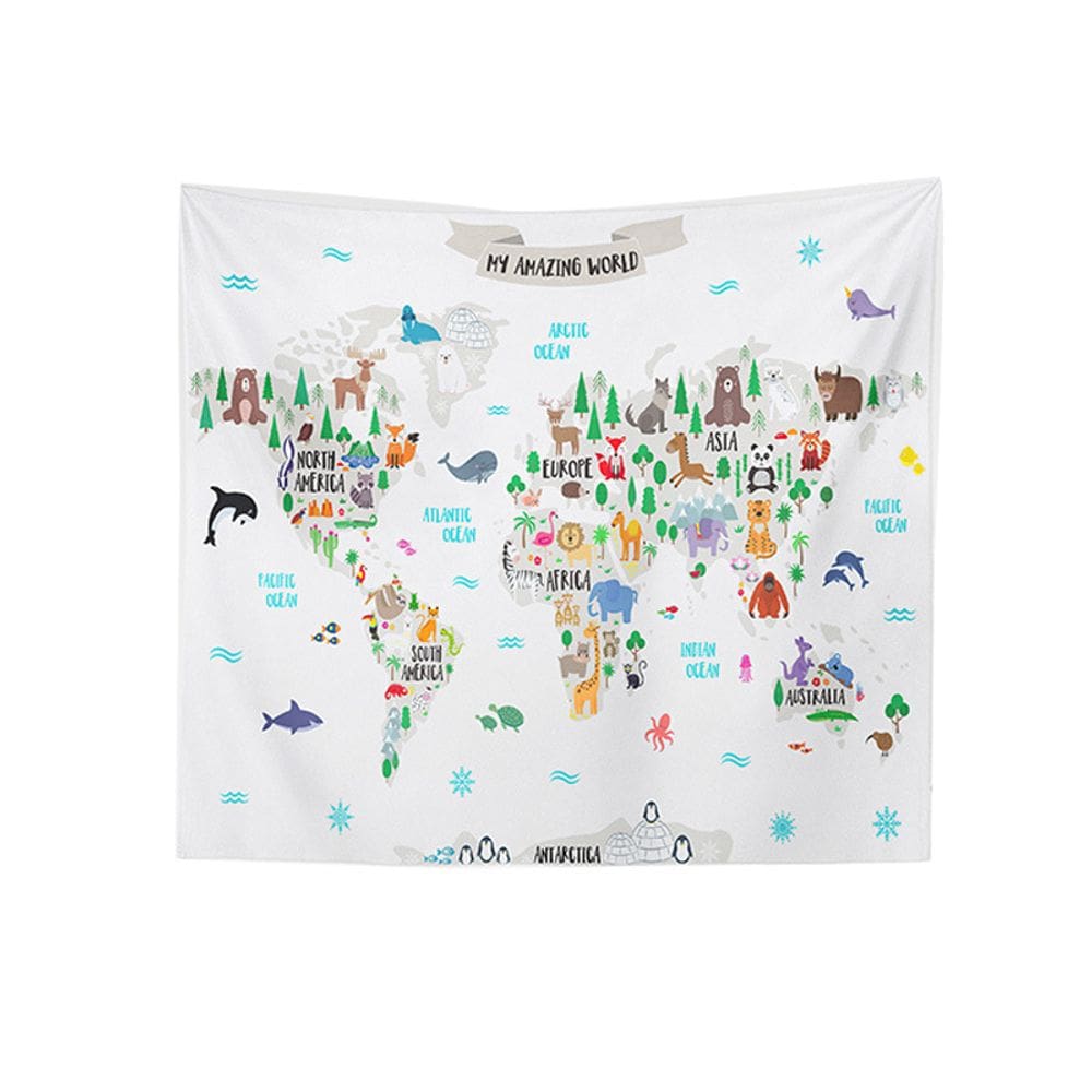 Microtecido para pendurar na parede Tapeçaria World Map 150x100cm