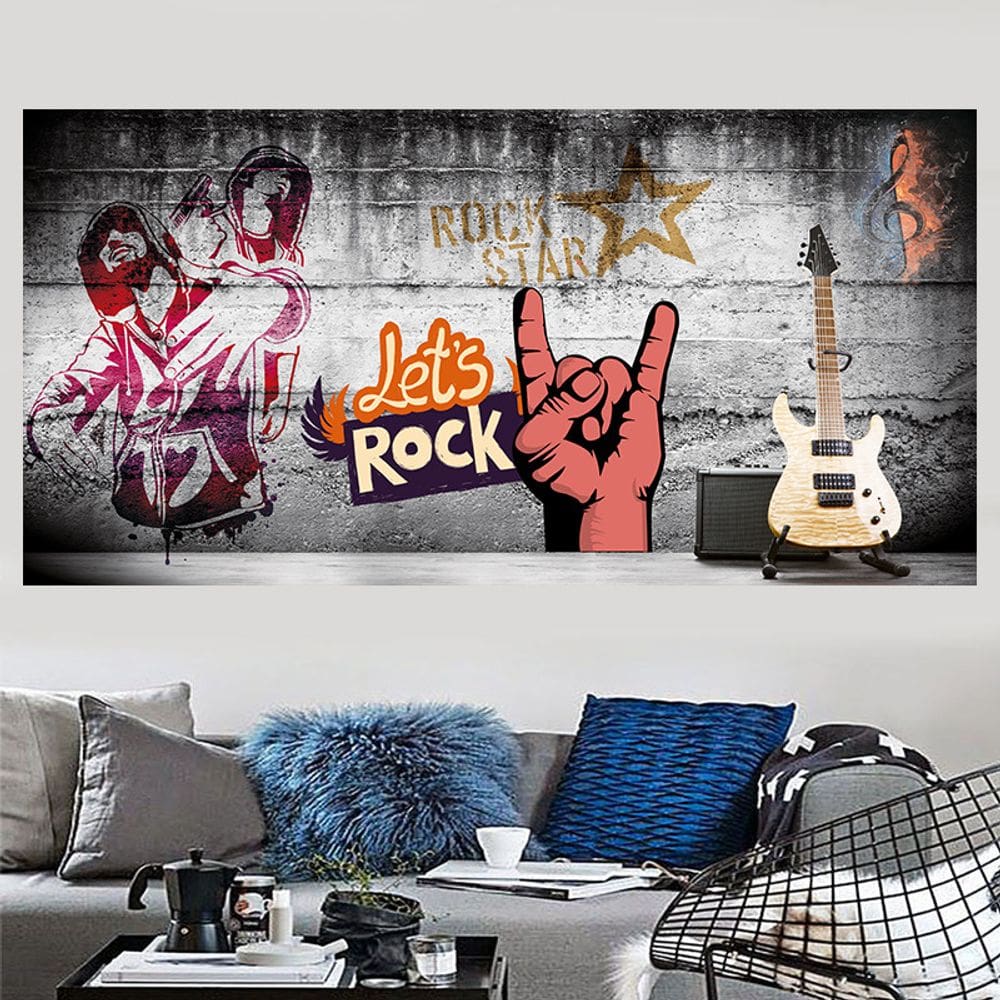 Tapeçaria Lets Rock Wall Microfabric 300x150cm Estética de ambiente