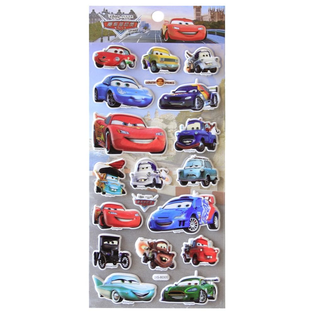 Adesivos Cars 3D Puffy para crianças e bolsas de festa Crafting Deco