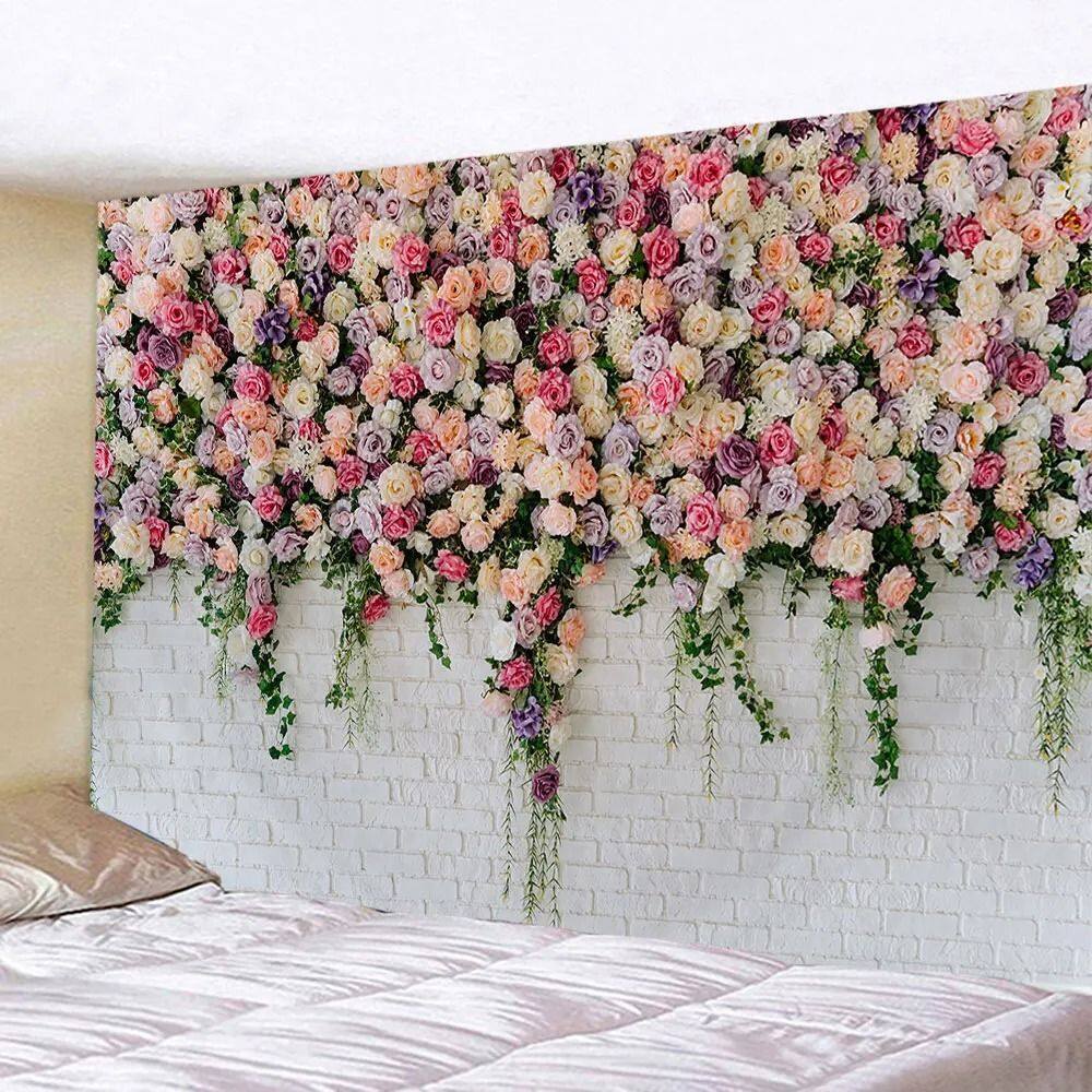 Tapeçaria Rosa Rosa Plant Flower Wall 150x100cm Poliéster