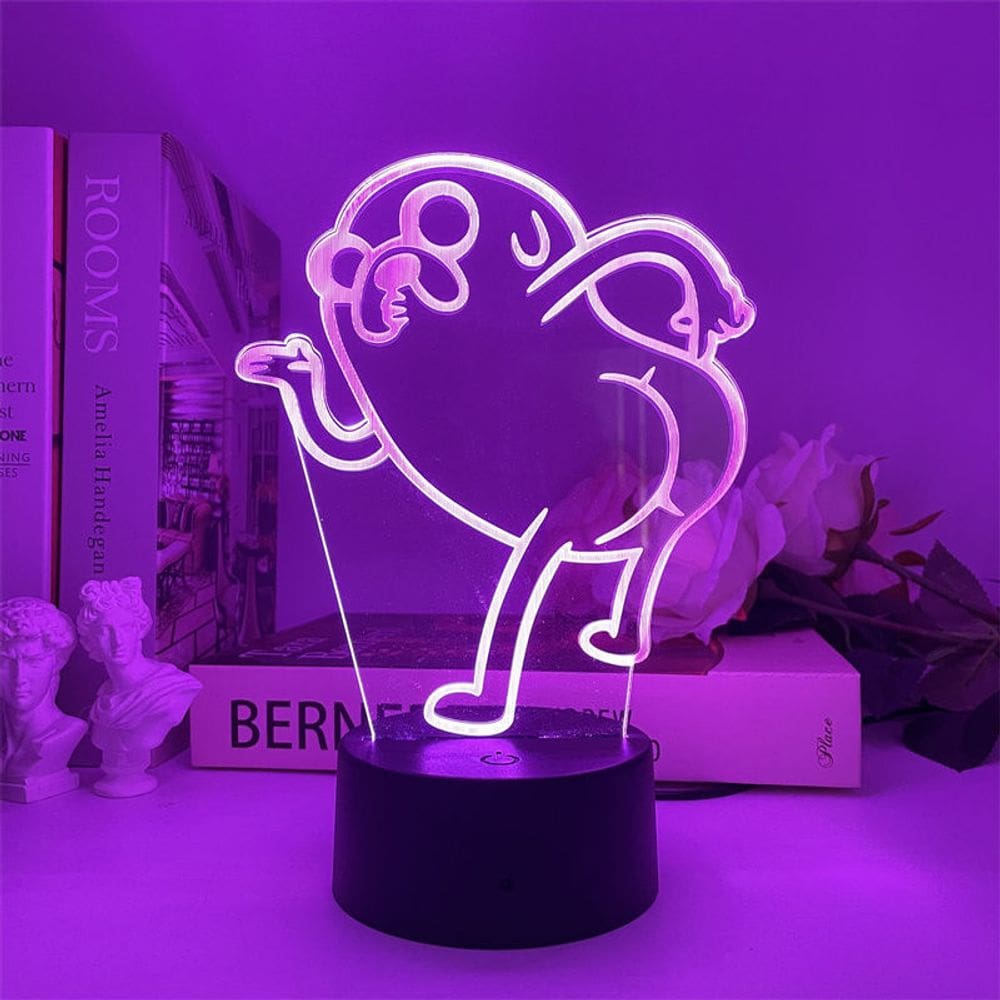Luz noturna 3D LED Adventure Time Jake`s Dogs Color Changing