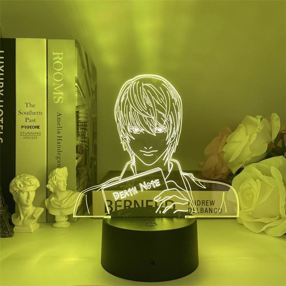 Luz noturna LED 3D Death Note Yagami Light para crianças