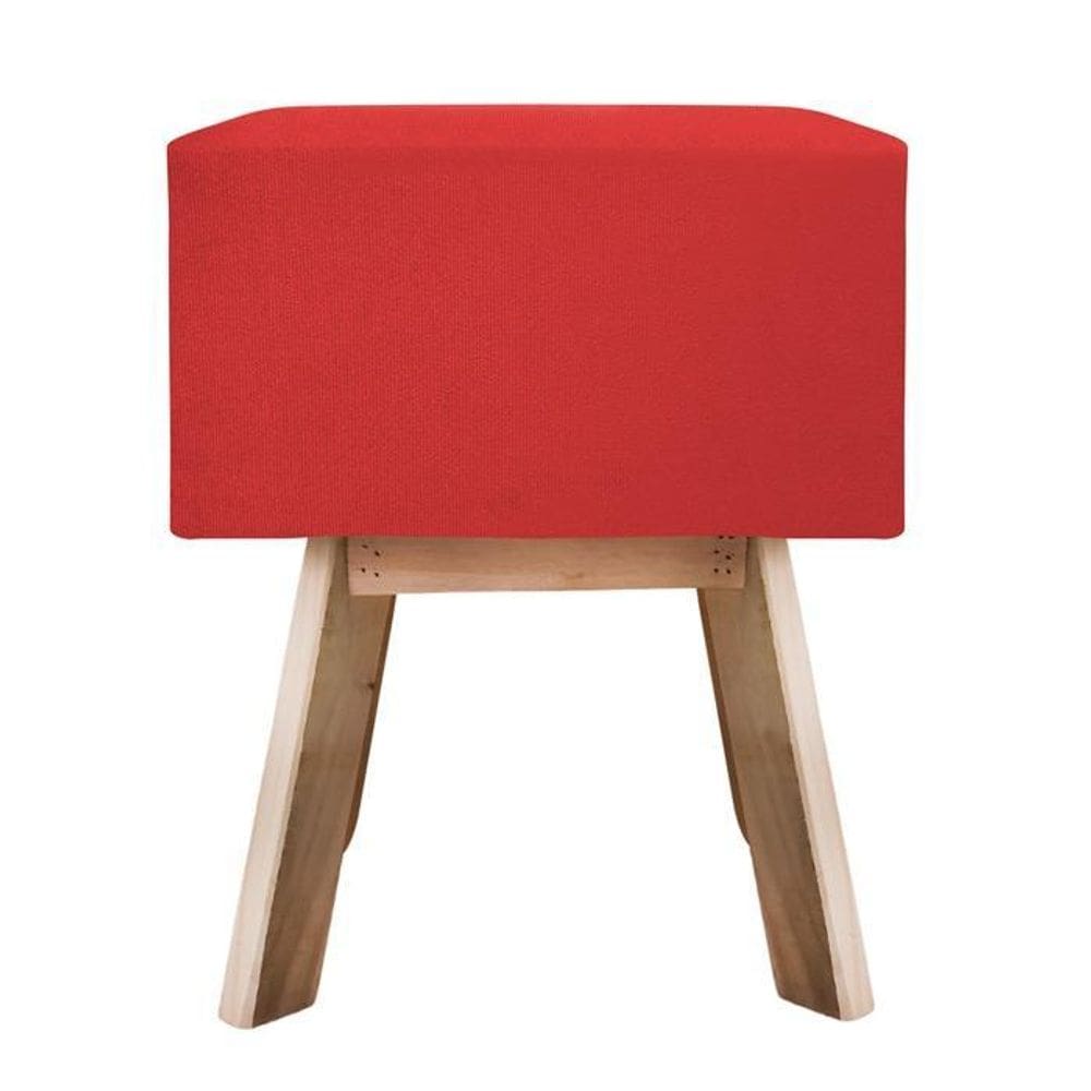 Puff Banqueta Quadrada Retrô Suede - Vermelha
