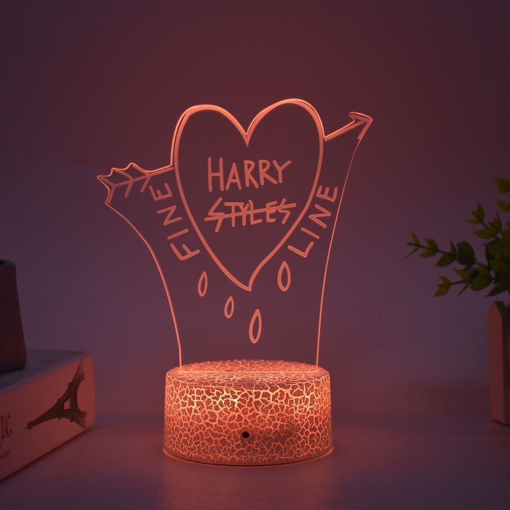 Luz noturna LED 3D Harrys Styes Flechazos Color Changing
