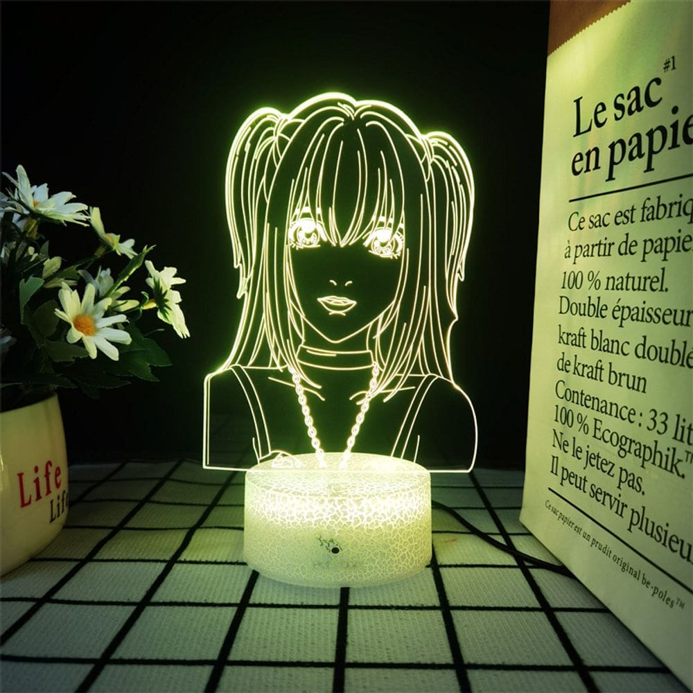 Luz noturna LED 3D que muda de cor em MisaMisas Death Note
