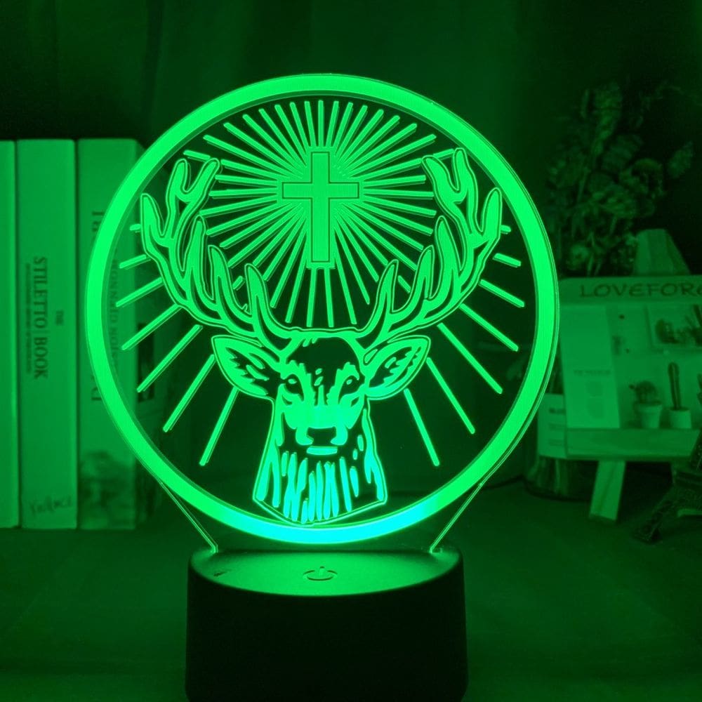 Luz noturna LED 3D Cross Sikas Deers que muda de cor para crianças