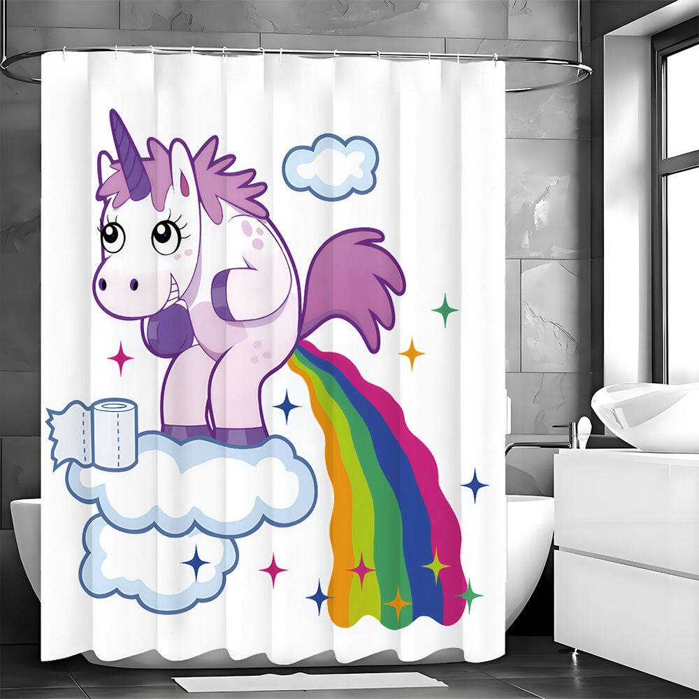 Cortina de chuveiro Cute Unicorn Rainbow Waterproof 180x200cm