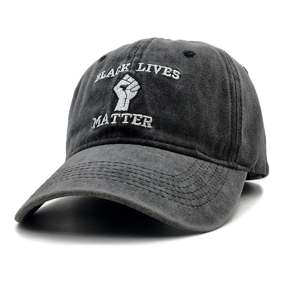 Boné de beisebol, chapéu liso lavado em algodão, bordado Black Lives Matter