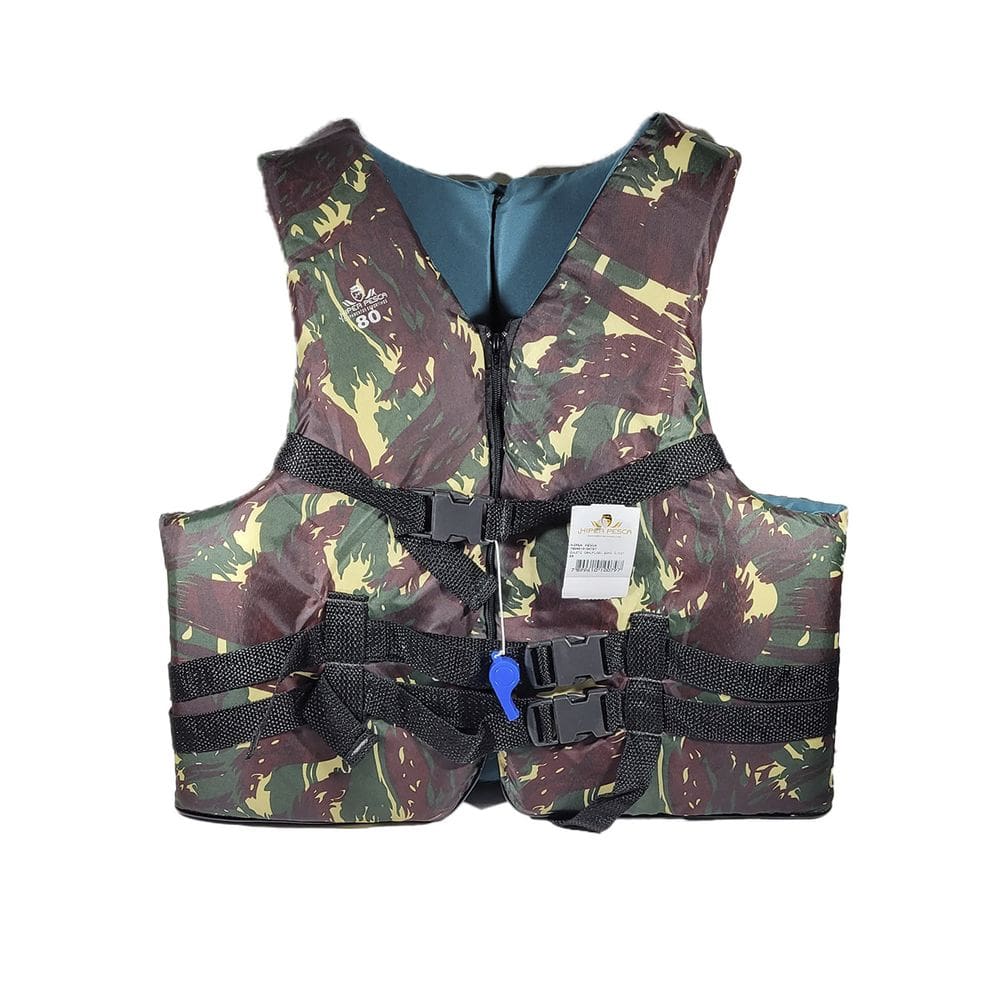 Colete Salva Vidas Hiper Pesca Com Zíper 140kg EAF Poliéster Com Apito