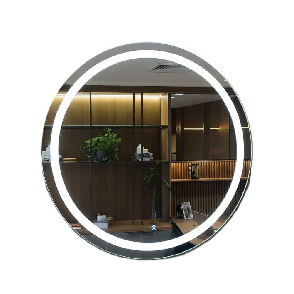 Espelho Decorativo Redondo | LED Frio 6000K | Touch Screen | Jateado | Banheiro, Sala, Quarto,Camarim