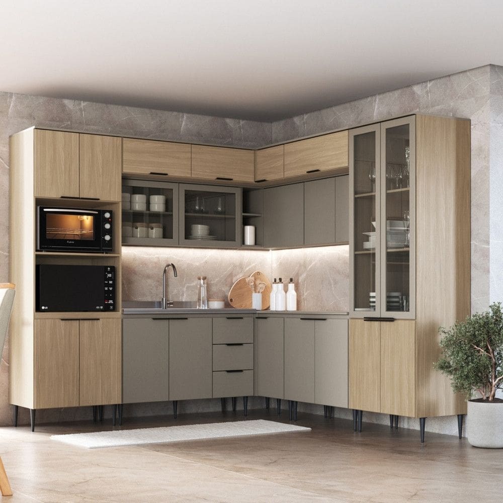 Cozinha Modulada com Vidro 11 Pecas sem Pia Lavinia J Carvalho