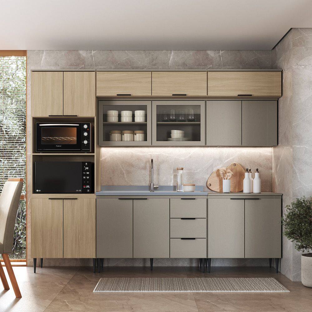 Cozinha Modulada com Vidro 7 Pecas sem Pia Lavinia J Carvalho
