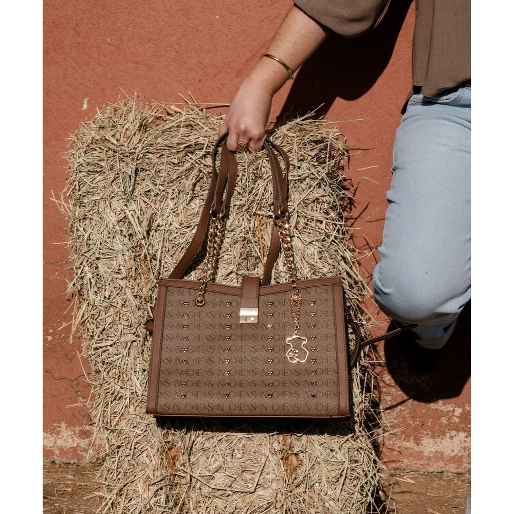 Bolsa Feminina Chenson Cristal Monograma Coração - Alça de Ombro - Café 3485400