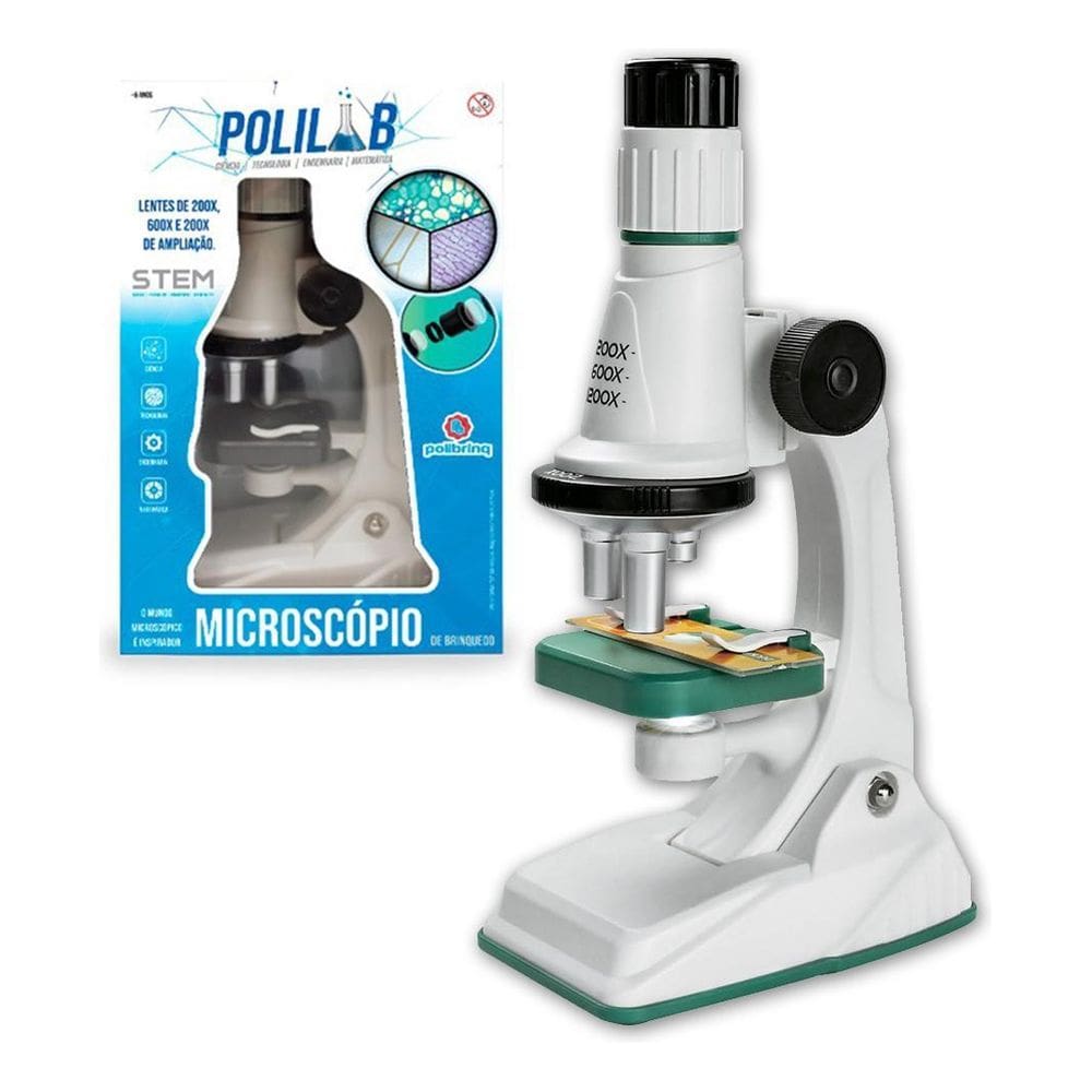 Brinquedo Microscópio Polilab com Ampliação de até 1200x - Polibrinq