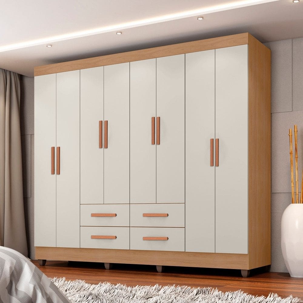 Guarda Roupa Casal 8 Portas 4 Gavetas com Pes Lite Moveis Leao