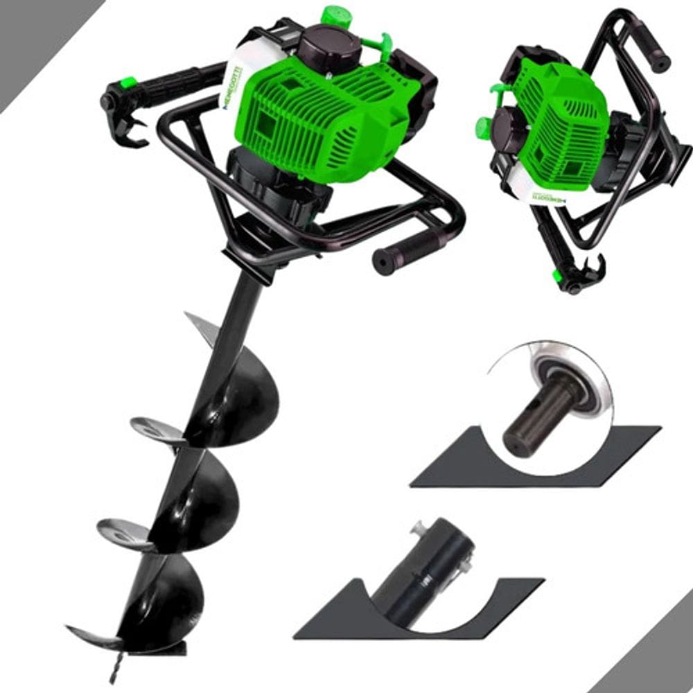 Perfurador De Solo A Gasolina Menegotti Mps52 v3 Cava Buraco Trado Motorizado com Broca 80x20cm