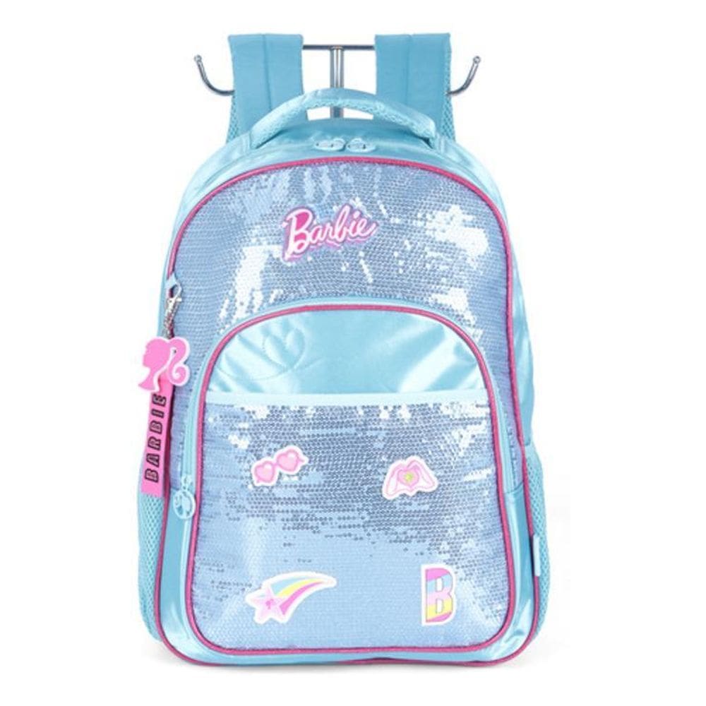Mochila De Costas Barbie Paetê Com Chaveiro