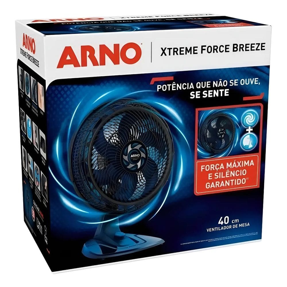 Ventilador Arno Silencioso 40cm 6 Pás 40 Cm 1000 Preto 127v Azul Plástico 6