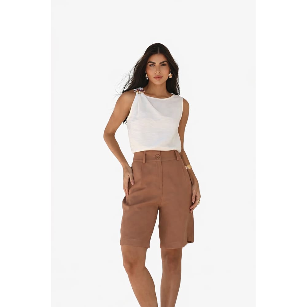 Blusa Regata Feminina com Alça Decorada Elegante Casual