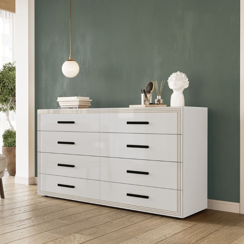 Cômoda Valência 8 Gavetas Branco Politorno Móveis