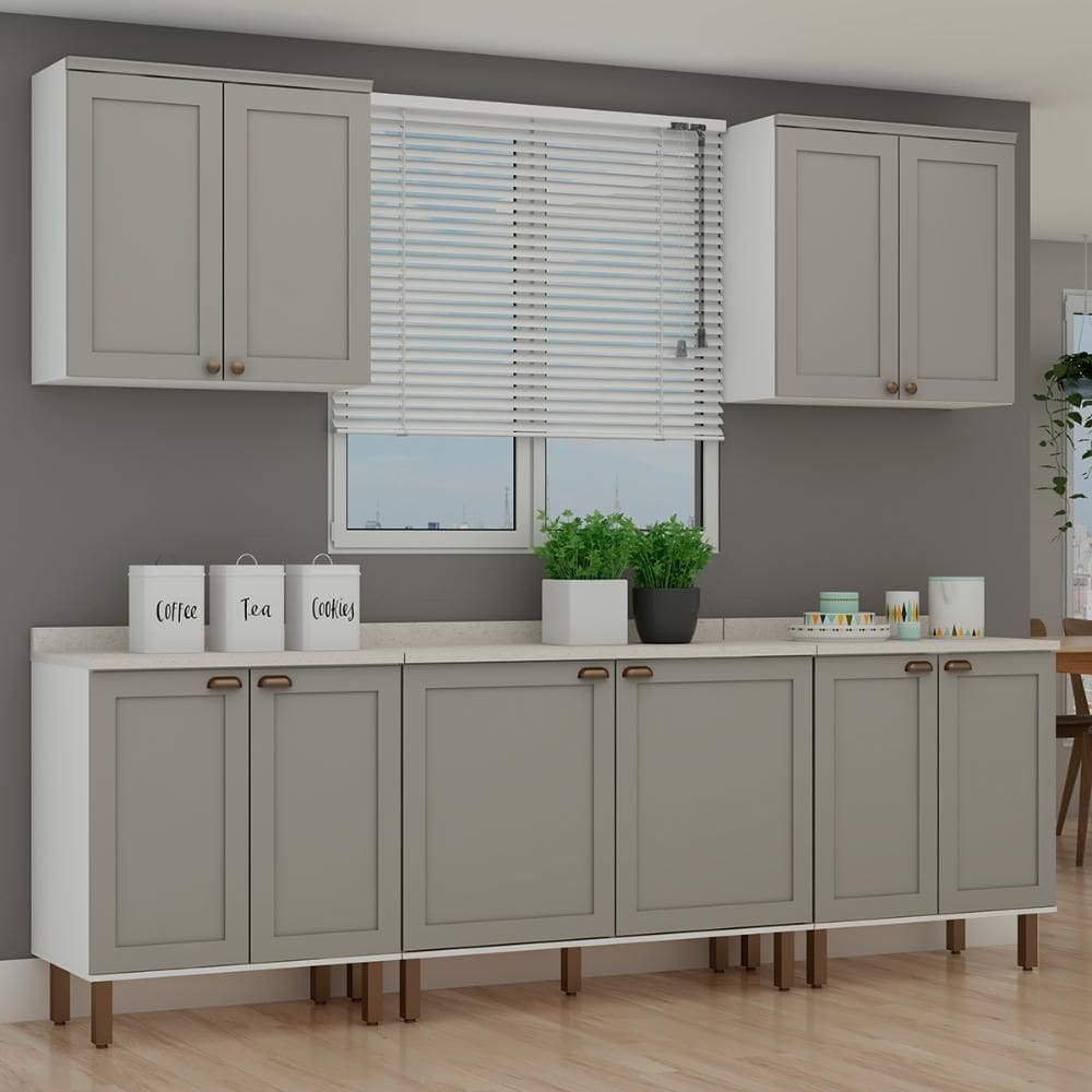 Armário de Cozinha Genialflex Iluminata 5 Peças Branco Fendi