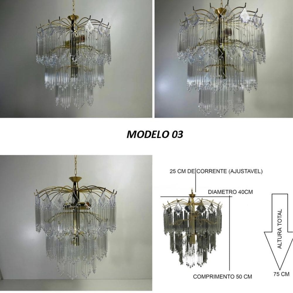 Lustre Pendente De Cristal Vidro Para Sala/Quarto