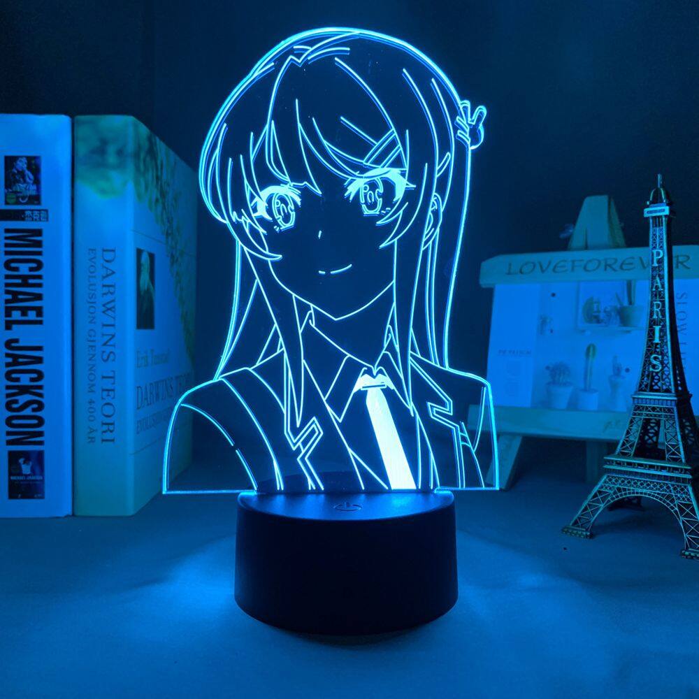 Luz noturna 3D Bunny Girl Senpai Mai Sakurajima LED acrílico