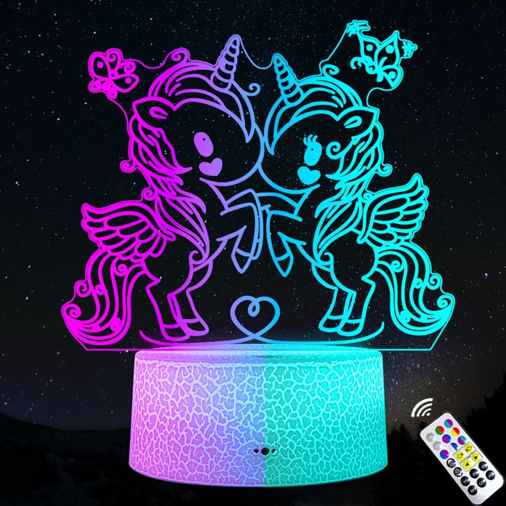 Luz noturna 3D Unicorn Horse Stitch LED 5V acrílico ABS