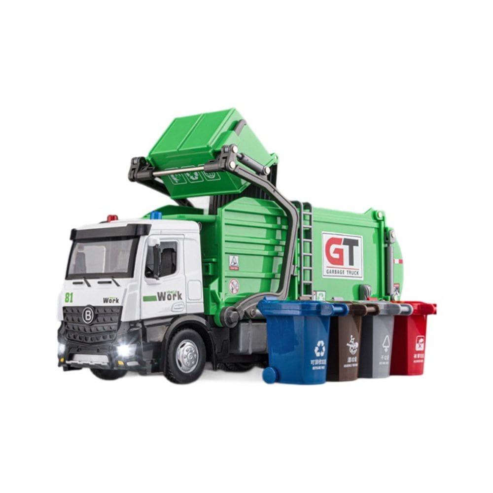 Caminhão de lixo de brinquedo fundido sob pressão extra grande com caixas de classificação para crianças