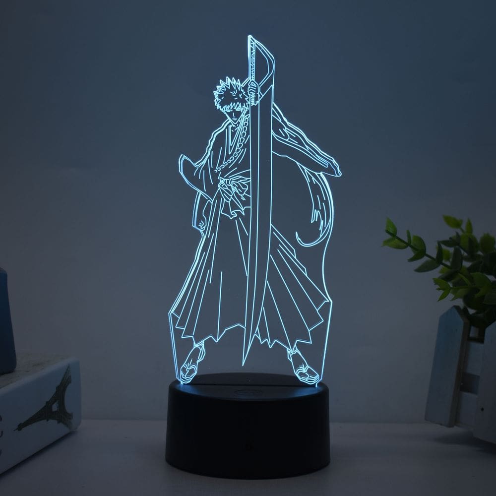 Jogo Figurine Death God Ichigo Kurosaki Luz noturna acrílica 3D