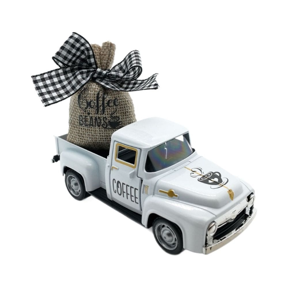 Caminhonete retrô Alloy Model 12,5 cm com decoração de saco de café