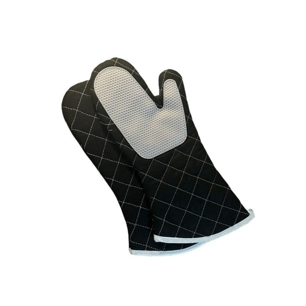 Luvas de forno, silicone preto, resistentes ao calor, 500°C, conjunto de 2