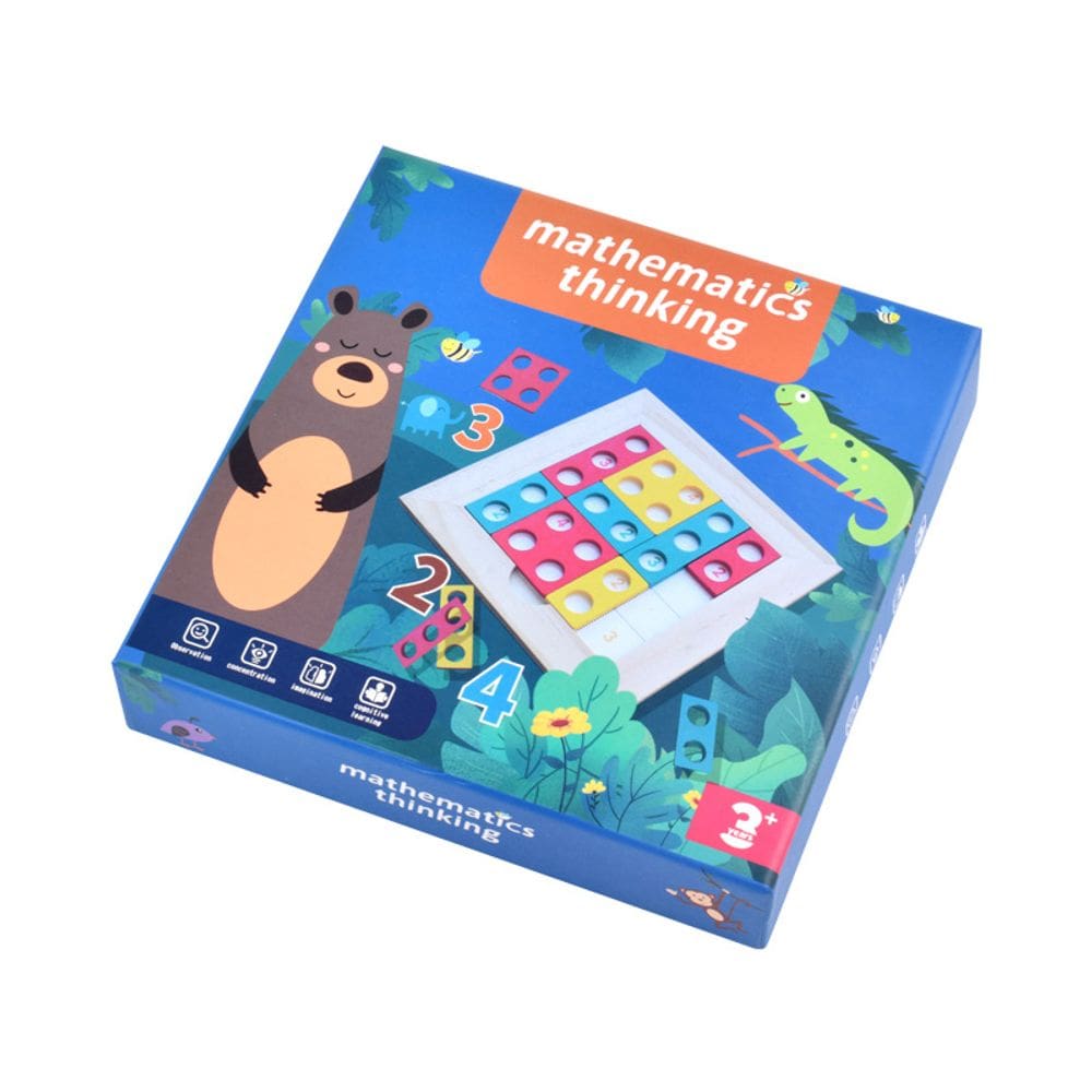 Jogo de quebra-cabeça de Tetris de madeira, brinquedo matemático e lógico para crianças