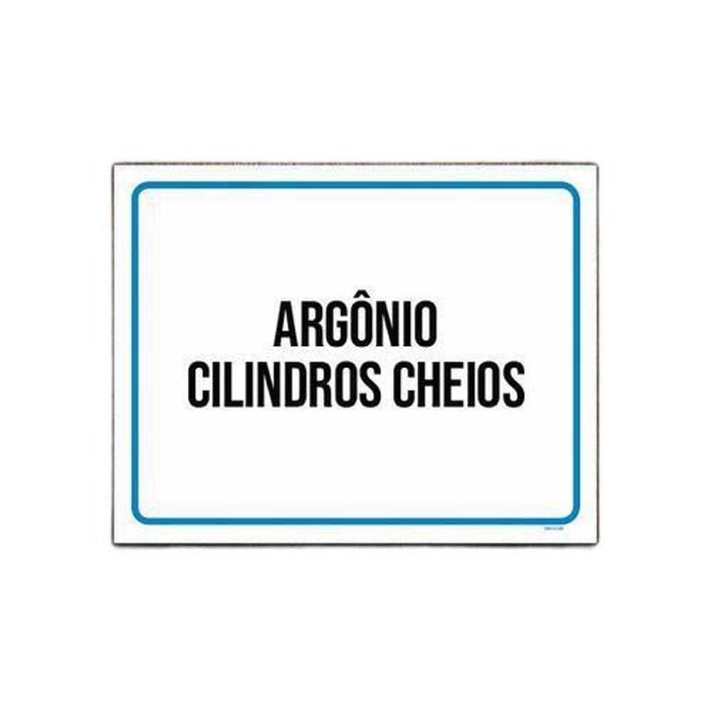 Placa Sinalização - Argônio Cilindros Cheios 27X35