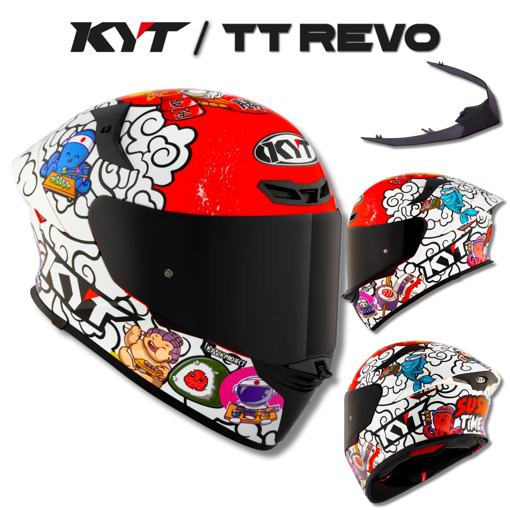 Capacete KYT TT Revo Sushi Time Branco e Vermelho