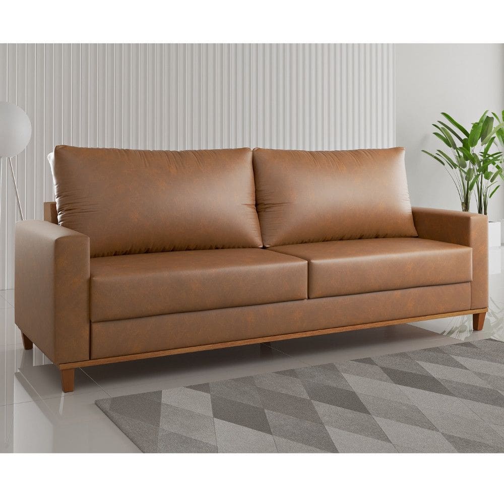 Sofa 3 Lugares Corino 180cm Living Chanel Viero