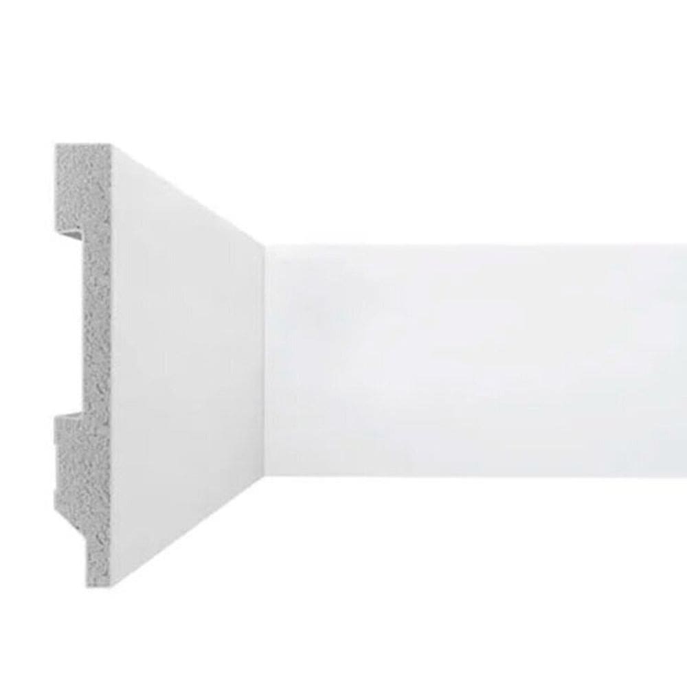 Kit 12 Metros Lineares Rodapé Liso 10 Cm Poliestireno Floort Branco Branco