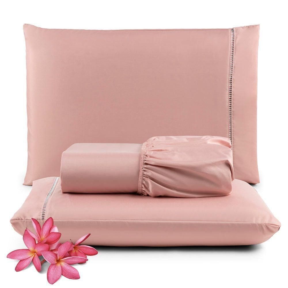 Jogo Cama Lençol Unique Queen  Palito 3 Peças - Rosê