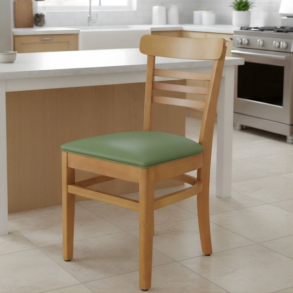 Cadeira Madeira Maciça para Sala de Jantar Paulistana Mel / Verde Musgo