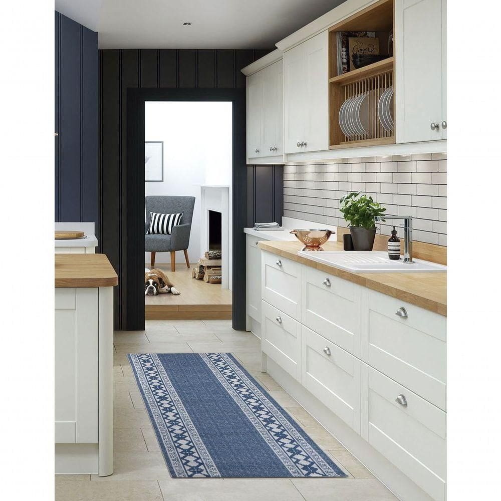 Tapete Passadeira Emborrachada Pvc Antiderrapante 0,65x3,00m Xadrez Cinza Marrom