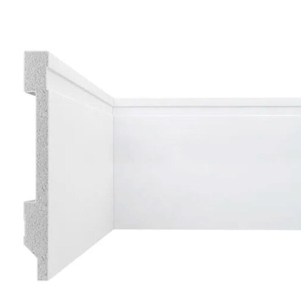 Kit 60 Metros Lineares Rodapé Frisado 15cm em Poliestireno Floort Branco