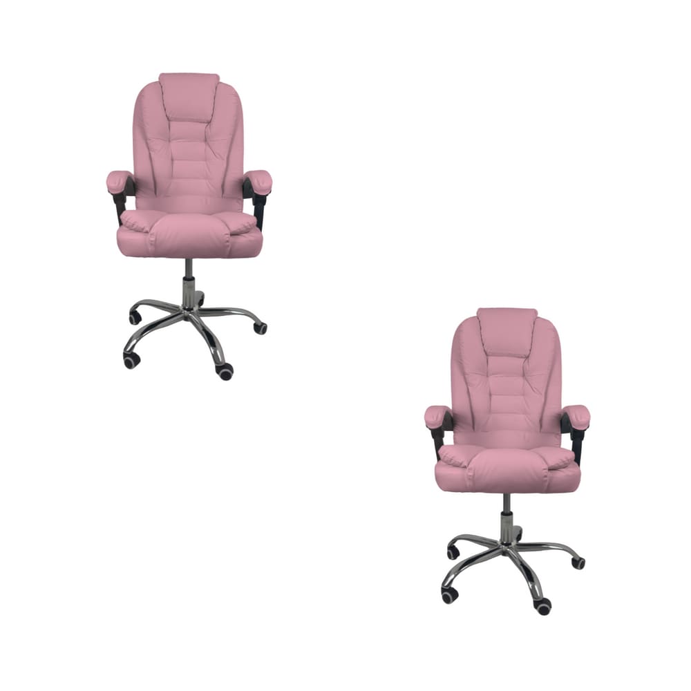 Kit 2 Cadeiras De Escritório Presidente Reclinável - Rosa