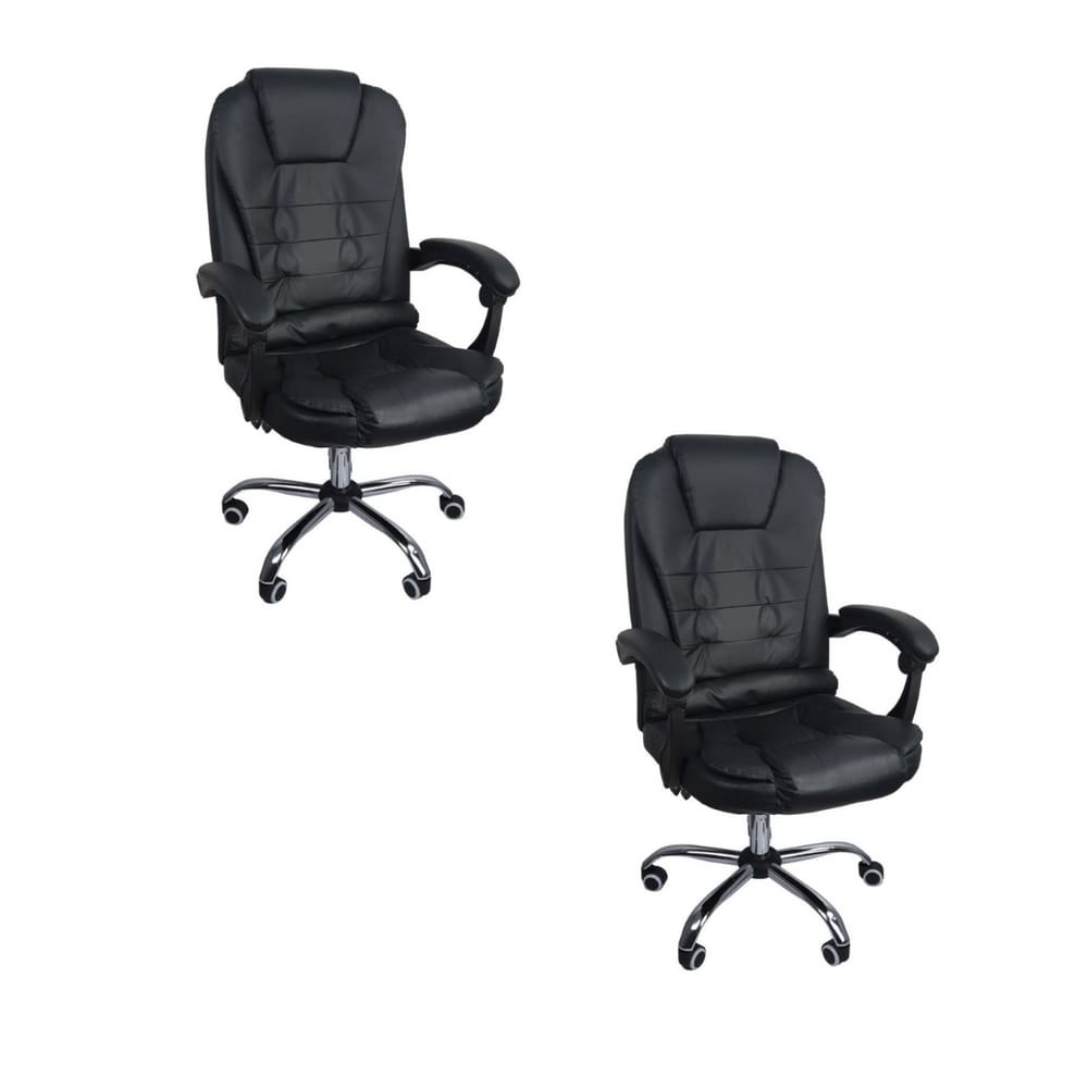 Kit 2 Cadeiras De Escritório Presidente Reclinável - Preto