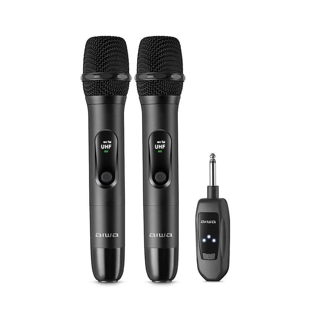 Microfone Aiwa Preto Sem Fio Wireless Aws-mic-01 Bivolt Aws-mic-01_biv