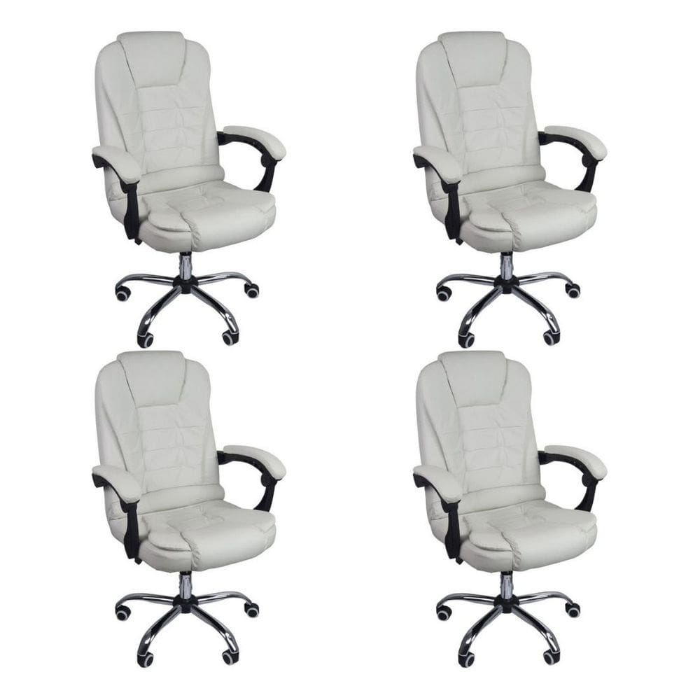 Kit 4 Cadeiras Escritório Presidente Reclinável Ergonômica